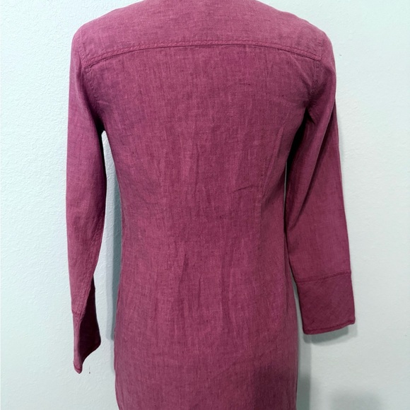 J Jill Women Linen Tunic top Small pink Mandarin collar - Picture 6 of 11